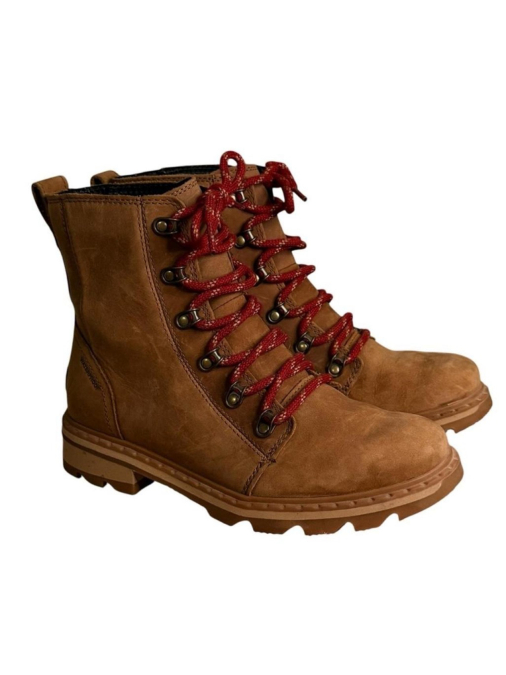 Sorel Brown Lace-Up Hiking Boots with Red Laces